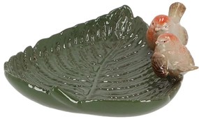 Napájadlo pre vtáky Leaf, 19x21 cm, keramika, zelená