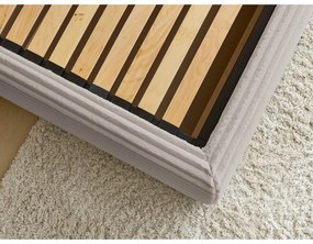 Béžová čalúnená dvojlôžková posteľ s úložným priestorom a roštom 160x200 cm Jade – Bobochic Paris