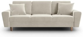 Béžová zamatová rozkladacia/s úložným priestorom pohovka 235 cm Kyoto – Cosmopolitan Design