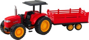 LEAN Toys Poľnohospodársky traktor s prívesom, diaľkovo ovládaný RC, červený