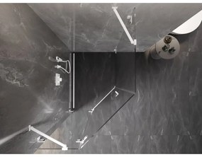 Mexen Lunar, Päťuholníkový sprchový kút Mexen Lunar s výklopným ľavým oknom 90 x 100 cm, 8mm číre sklo, biely profil, 831-090L-100P-01-20-L