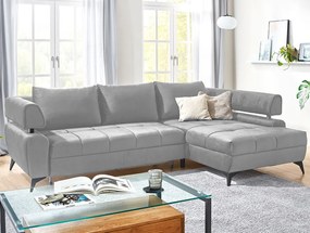 Rohová sedacia súprava Paris, svetlo šedá látka, pravý roh