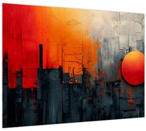 Sklenený obraz - Abstraktná maľba mesta (70x50 cm)