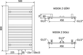 Mexen Hades, elektrické vykurovacie teleso 800 x 500 mm, 300 W, chrómová, W104-0800-500-2300-01