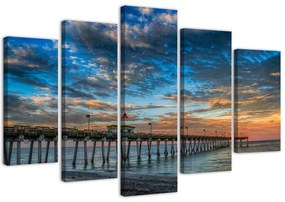 Obraz na plátně pětidílný Molo Sunset Pier - 200x100 cm