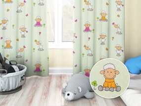 Biante Detský bavlnený záves Sandra SA-729 Veselé ovečky na svetlo zelenom bodkovanom 150x140 cm
