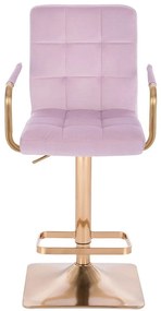 LuxuryForm DESIGN Barová stolička VERONA GOLD VELUR na zlatej hranatej podstave - levanduľa