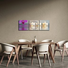 Obraz sviečok na vode (s hodinami) (90x30 cm)