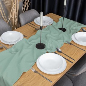 Biante Mušelínový behúň na stôl MSN-020 Pastelovo šalviový 20x120 cm