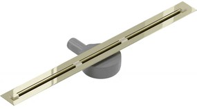 Mexen Flat Super Slim, super tenký odtokový žľab s 360° rotačným sifónom 50 cm, zlatá lesklá, 1551050