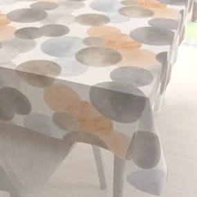 Biante Zamatový obdĺžnikový obrus Tamara TMR-047 Sivo-béžové kruhy na smotanovom 140x220 cm