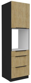 Potravinová kuchynská skrinka na rúru Carminia 60 DPS-210 3S1F PREMIUM BOX (dub cremona + čierna). Akcia -19%. Vlastná spoľahlivá doprava až k Vám domov. 1128018
