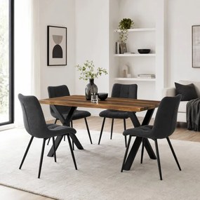Jedálenský stôl 160x90 cm HT-F4316 OLW staré drevo / čierne nohy