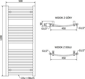 Mexen Helios, elektrické vykurovacie teleso 1200 x 500 mm, 600 W, čierna, W103-1200-500-2600-70