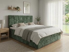 Čalúnená posteľ boxspring DIRELIS VIBE 160x200 cm tmavozelená Matrac: Matrac Bonell pružinový