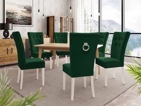 Rozkladací stôl 140x80 so 6 stoličkami ST67, Farby: natura, Farby: biela, Farby: chrom, Potah: Magic Velvet 2225