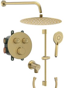 Sapho Sapho, SMART SELECT sprchový set s termostatickou batériou, 2 výstupy, posuvný držiak sprchy, zlato mat, RP032GB-02
