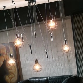 ONLI - Luster na lanku SPIDER 5xE27/15W/230V pavúk čierna