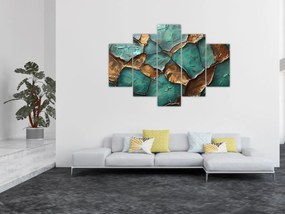 Obraz - Zeleno-zlatá maľba (150x105 cm)