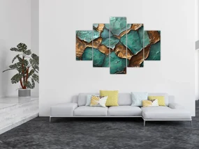 Obraz - Zeleno-zlatá maľba (150x105 cm)