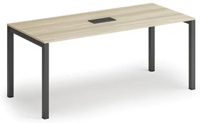 Rokovací stôl PRIMO SQUARE, 180x80 cm, dub prírodný + stolová zásuvka TYP VI, čierna