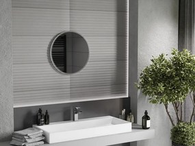 Mexen Loft okrúhle kúpeľňové zrkadlo 50 cm, rám inox - 9850-050-050-000-10