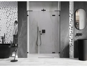 Mexen Lunar L, výklopné pravé sprchové dvere 155 cm, číre sklo, čierny profil, 834SL-155-050-70-00-P