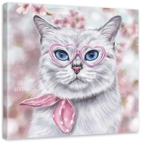Gario Obraz na plátne Mačka a ružové okuliare - Svetlana Gracheva Rozmery: 30 x 30 cm