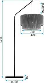 Toolight Toolight, podlahová lampa 1xE27, APP1839-1F, čierna-hnedá, OSW-07060
