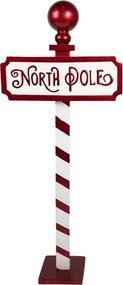 Vianočná dekorácia ceduľa na nohe North Pole - 46*18*110 cm