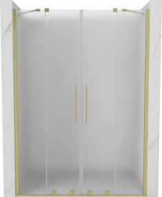 Mexen Velar Duo, posuvné sprchové dvere do otvoru 140 cm, 8mm sklo námraza, zlatá matná, 871-140-000-32-55