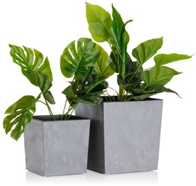 PLASTOVÝ KVETINÁČ FLORE 25X25 CM IMITÁCIA BETÓNU SIVÁ