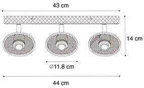 Priemyselné stropné bodové svetlo čierne s dreveným rámom 3-svetlo - Jasmine