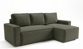 Rozkladacia obojstranná sedacia súprava do L SMART BOUCLE 232x143 cm, tmavozelená