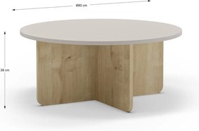 Krémovobiely/v prírodnej farbe okrúhly konferenčný stolík v dekore duba ø 80 cm Hillary – Marckeric
