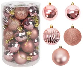 Vianočné gule SYSD1688-026 ružové (34 ks)