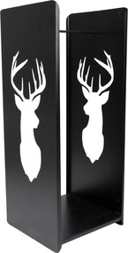 Kovový stojan na drevo Deer, 40x100 cm, čierna