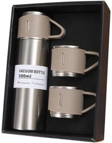 Termoska 500 ml s 3 šálkami HOT&COLD, béžová