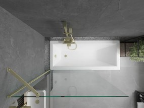 Mexen Next, vaňová zástena 1-krídlová 100 x 150 cm, fixné krídlo, 6 mm číre sklo, zlatý profil, 895-100-000-00-00-50