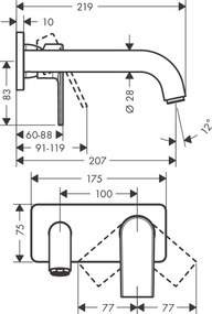 Hansgrohe Vernis Shape, umývadlová batéria pod omietku, EcoSmart, čierna matná, HAN-71578670