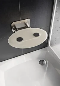 Sprchové sedátko Ravak  OVO P  sklopné š. 41 cm priesvitne biela B8F0000049