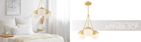 Toolight - Závesné svietidlo 3xE27 z mliečneho skla APP688-3CP, biela-zlatá, OSW-05366