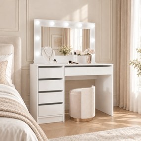 TOALETNÝ STOLÍK ANETT II BIELY MATNÝ + ZRKADLO LED 110 cm
