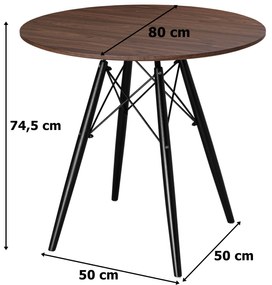 Stôl okrúhli GOPARIS 80cm čierny-jaseň