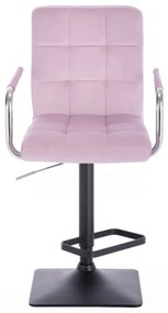 LuxuryForm Barová stolička VERONA VELUR na čierne základni - levanduľa