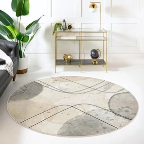 Béžový prateľný okrúhly koberec ø 120 cm Simple Lines – Mila Home