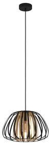 Závesná lampa Encinitos, čierna/mosadzná Ø 37,5 cm