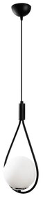 Čierno-biele závesné svietidlo so skleneným tienidlom Mudoni – Opviq lights
