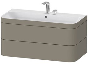 DURAVIT Happy D.2 Plus c-bonded závesná skrinka s nábytkovým umývadlom s dvomi otvormi, 2 zásuvky, 975 x 490 x 480 mm, kameňovo šedá matná lakovaná, HP4638E9292