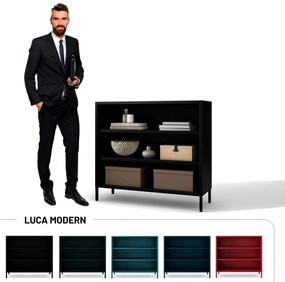 Čierny kovový regál s policami LUCA Modern 1000 x 900 x 350 mm